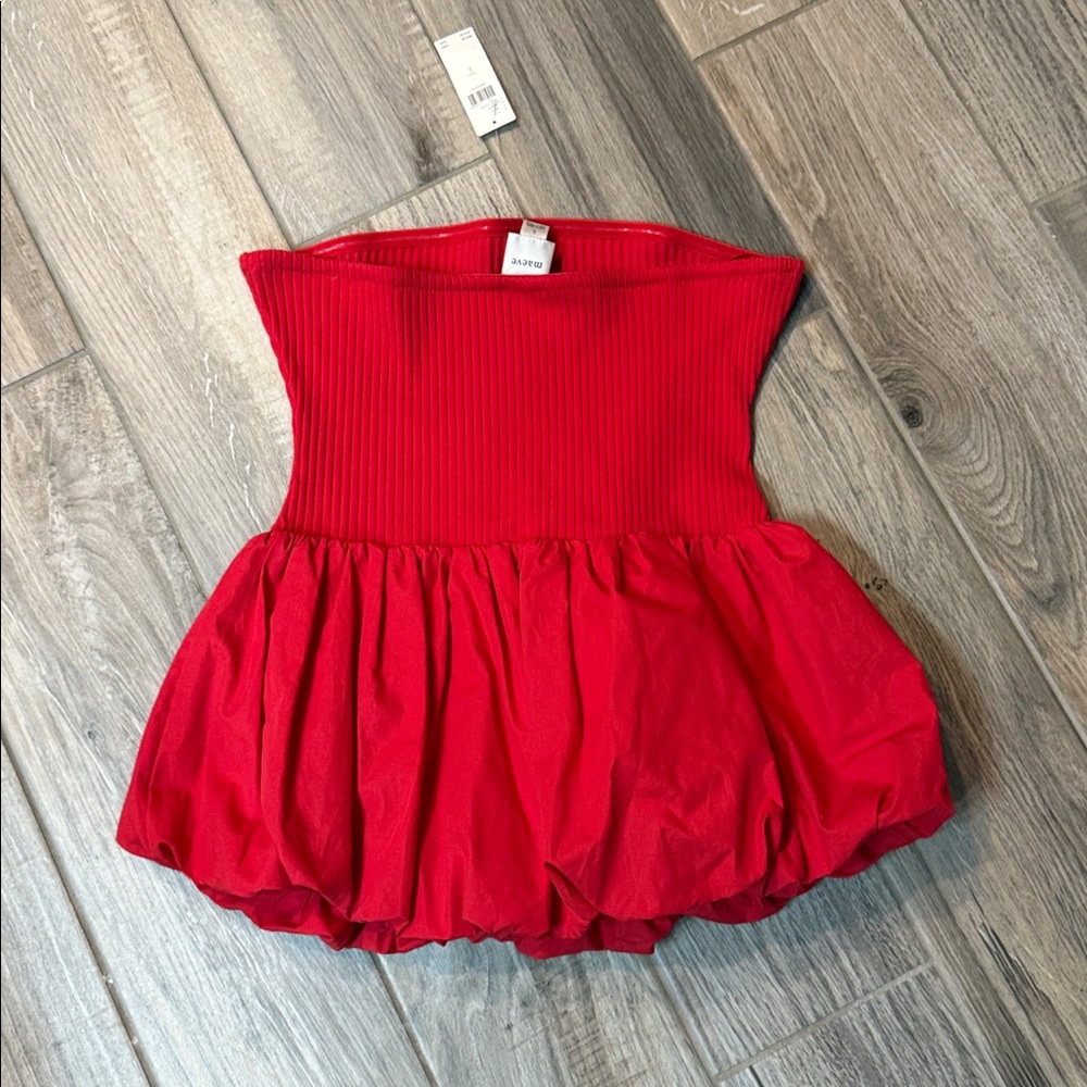 Maeve Red Strapless Bubble Hem Peplum Top Size‎ Scandi Girl Size Large NWT - Picture 8 of 8